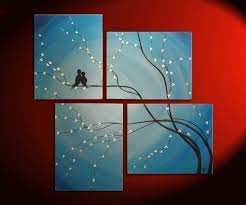 Large Canvas Bird Wall Art Love Birds Love Birds Painting Bird Wall Art Canvas Art