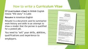 How to write a curriculum vitae (cv format, sample or example for job application). How To Write A Curriculum Vitae Online Presentation