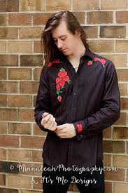 Black And Red Dress Shirt Mens Mens Dress Shirt Black Red Pinstripe Roses Button Down French Cuffs Up Cycled Fashion Its Me Designs Rocker Stage Wear R Black Shirt Dress Fashion How To Wear