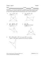 Quadrilaterals & area (ch 6 & some of 10). Dg5 Chapter4 Quiz2 Formb Pdf Chapter 4 Quiz 2 Form B Name Period Date In Problems 14 Use The Given Information To Complete The Congruence Statement Course Hero