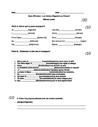 Present simple quiz online to practice your english grammar. Le Present Quiz 7 8ieme Annee Core French By Maria Giuliana Tpt