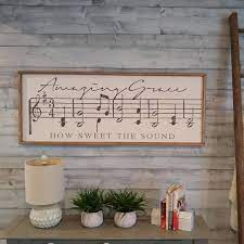 Amazing Grace Sign Wall Decor Wood Music Notes Large Wood Etsy In 2021 Music Wall Decor Hymn Wall Art Custom Wooden Signs