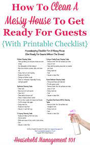 Housekeeping Checklist For A Messy House: Get Ready For Guests Without  Stress {Includes Free Printable}