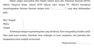 Jangan khawatir, kamu bisa cari tahu struktur dan contoh surat dinas di sini, kok. Contoh Surat Undangan Seminar Nasional Sample Surat Undangan