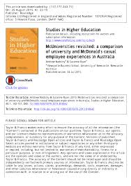 Experienced mcdonald's crew member with good understanding of customer service standards and running of i handle the crew and assign duties to each and every member. Pdf Mcuniversities Revisited A Comparison Of University And Mcdonald S Casual Employee Experiences In Australia