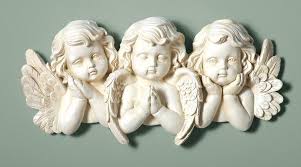 Ivory Cherub Angels Statue Wall Sculpture Accent Hanging Plaque Home Decor Sculpture Angel Statues Sculpture Angel Wings Wall Decor