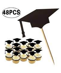 Graduation Cake Topper 48pcs Cupcake Topper Creative Graduation Cap Party Cake Topper Black Black Ce18c38cwe6 Graduation Cupcake Toppers Graduation Cakes Graduation Cake Toppers