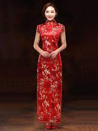 Gold Bamboo Red Brocade Qipao Traditional Chinese Wedding Dress Chinese Wedding Dress Chinese Wedding Dress Traditional Traditional Chinese Wedding