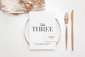 Monochrome Wedding Table Place Card Templates Printable Table Number Name Cards Simple Wedding D In 2020 Wedding Table Places Place Card Template Monochrome Weddings