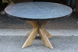 Hayward Zinc Top Round Dining Table With X Base Dining Table Round Dining Table Zinc Dining Tables