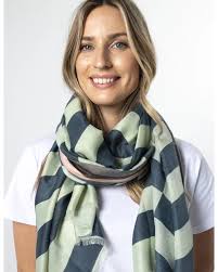 Stella + Gemma Stacked Block Stripe Mint/Forest Scarf