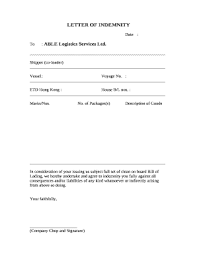 Dear sir letter of indemnity for industrial training i yours truly, course tutor of programme or deputy dean, student development <name of faculty> university tunku abdul rahman 16 (14) sample letter of indemnity for national university of singapore (nus) given by. Letter Of Indemnity Able Logistics Services Ltd Template Doc Template Pdffiller