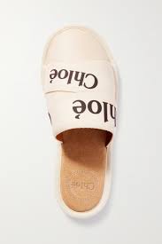 White Woody Logo Print Canvas And Leather Slippers Chloe Net A Porter