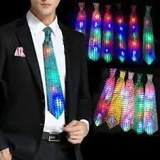 Flashing Light Up Tie 12 Pieces Fashion Design Man Woman Led Party Lights Sequin Ebay