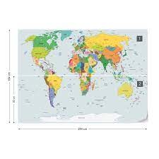 An atlas is a collection of maps, traditionally bound into book form, but also found in multimedia formats. Political World Map Atlas Wall Paper Mural Buy At Europosters
