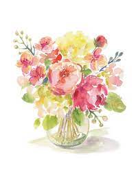 Watercolor Flower Bouquet Peach Watercolor Art Print Modern Floral Art Home Decor Kitchen Art Floral Watercolor Watercolor Illustration Watercolor Art