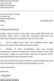 Surat rasmi tidak hadir kuliah. Download Surat Rasmi Tidak Hadir Ke Sekolah Surat Lettering Format