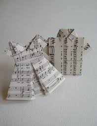 Musical Chairs Origami Vintage Sheet Music Paper Dresses And Shirts Place Cards Set Of 10 B Vintage Sheets Vintage Sheet Music Baby Shower Place Cards
