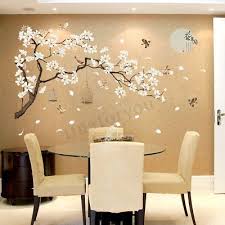 White Blossom Tree Branch Wall Art Stickers Cherry Blossom Decals Mural Decor Wall Stickers Bedroom Room Door Decorations Wall Decals For Bedroom