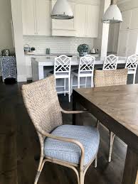 I Have Just Re Upholstered Our Dining Chair Cushions In A Family Friendly Indoor Outdoor High Back Dining Chairs Blue Chairs Living Room Colored Dining Chairs