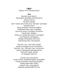 Ahmad mustofa bisri (gus mus). Puisi Ibu Karya Mustofa Bisri