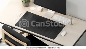 Download Blank Black Desk Mat On Work Table Mockup Top View 3d Rendering Empty Placemat Accessory For Display And Gadget Mock Up Canstock