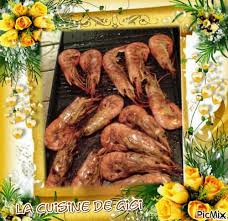 Gambas Marinees Cuites A La Plancha Avec Et Sans Version Flambee La Cuisine De Gigi Recette Plancha Cuisine Gambas Marinees