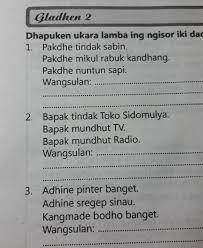 Ukara camboran sadrajat utawa sajajar. Dhapuken Ukara Lamba Ing Ngisor Iki Dadi Ukara Camboran Jawab 1 Soal Aja Gapapa Karena Saya Gk Tau Brainly Co Id