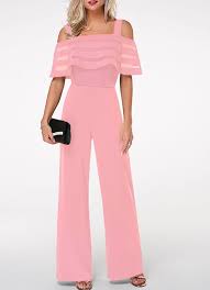 Light Pink Strappy Cold Shoulder Overlay Jumpsuit Rotita Com Usd 34 47 Embellished Jumpsuit Fashion Clothes For Women