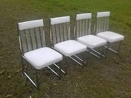 4 Daystrom Furniture White Vinyl Dining Chairs Mid Century Modern Chrome And Lucite Set Of Fou Mid Century Dining Chairs Mid Century Modern Chair Dining Chairs