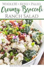 Creamy Ranch Cauliflower Broccoli Salad Healthy Little Peach Broccoli Cauliflower Salad Broccoli Salad Healthy Recipes