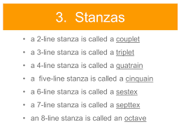 A stanza is a group of lines in poetry with no blank lines in between.stanzas are like paragraphs in in much modern poetry,stanzas may be arbitrarily presented on the printed page because of publishing. A 4 Stanza Poem Is Called Creativepoem Co