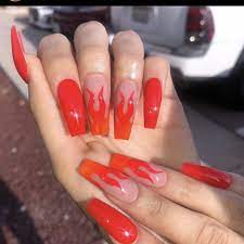 The transitional period is almost over, so it's the best time for a new wardrobe refresh and proper change. Flame Nails Long Acrylic Nails Coffin Fashion Nails Coffin Nails Designs