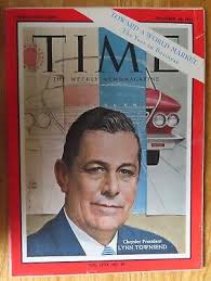 Chrysler President LYNN TOWNSEND Time December 28, 1962 Magazine NO LABEL