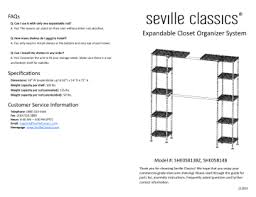 Seville classics expandable closet organizer system. Seville Classics She05813bz Manual Manualzz