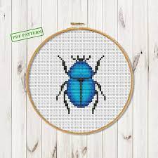 Counted cross stitch patterns of australian animals,flowers and scenes. Blue Beetle Cross Stitch Insect Pattern Entomology Cross Etsy