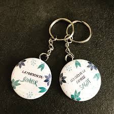 Badge Porte Clefs Personnalise Maison Bonheur Multicolore Cadeau Keychain Personalized Items Items