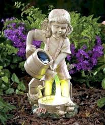 59 Cute Solar Garden Decoration Ideas That Easy To Use And Install Home Dsgn Garden Statues Solar Garden Ornaments Solar Fountain