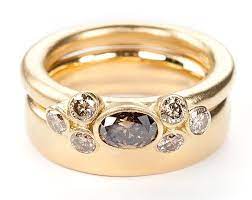 Seven Bud Yellow Gold Brown Diamond Ring Set Miiri Damer Contemporary Cornish Jeweller Beautiful Jewelry Jewelry Wedding Rings