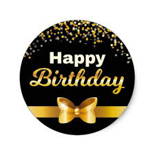Black And Gold Birthday Cake Clipart Golden Glitters Happy Birthday Black Background Classic Round Sticker Zazzle Com In 2020 Happy Birthday Printable Happy Birthday Black Glitter Invitations Birthday