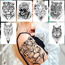 Drawings geometric tattoo sketch book geometric flower tattoo tattoos geometric drawing geometric art tape art geometric. Black Tiger Temporary Tattoos Sticker Realistic Fake Geometric Flower Wolf Tattoos For Women Men Body Art Arm Tattoos For Party Buy From 3 On Joom E Commerce Platform