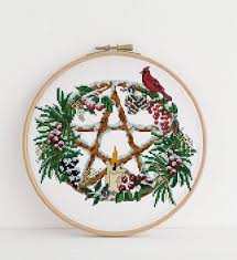 New counted cross stitch patterns now available on the website. Yule Pentacle Pagan Cross Stitch Pattern Etsy Pagan Cross Stitch Cross Stitch Patterns Christmas Cross Stitch