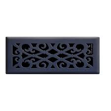 The diverter and grill backs were all back painted in a flat black (which is. Hampton Bay Elegant Scroll 4 In X 12 In Steel Floor Register In Matte Black E1402 Mb 04x12 The Home Depot