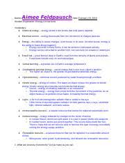 What is the energy conversion when a wind turbine turns to provide energy to a power grid? Energy Conversions Se Key 2 Doc Energy Conversions Answer Key Vocabulary Chemical Energy Electrical Current Energy Fossil Fuel Global Warming Course Hero