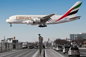 Airbus A380 Emirates Airline Plane Passenger Airliner Machine Off A Side View Town Emirates Airbus Airbus A380 Emirates Airbus
