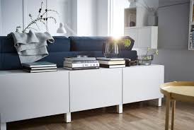 Rangement Et Meuble Tv Salon Besta Blanc Et Gris Clair Lappviken Meuble Derriere Canape Meuble Bas Salon Deco Derriere Canape