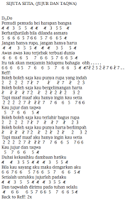 Not Angka Pianika Lagu Wali Sejuta Setia Jujur Dan Taqwa Recorder Keyboard Suling Chord Piano