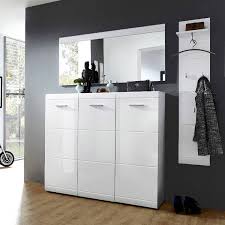 Garderobenset modern schuhschrank flur holz | garderobe platzsparend, nachbildung/front:sonoma. Kompaktes Garderoben Set Danaro 01 Hochglanz Weiss 3 Teilig B X H X