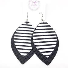 Black And White Striped Spider Texas Black And White Striped Earrings Striped Leather Earrings Striped Earrings Earrings Monogram Earrings