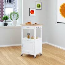 A counter stool is usually around 24 inches (or around 61 centimetres), meanwhile a bar stool is typically 30. White Wood Kitchen Islands Carts You Ll Love In 2021 Wayfair